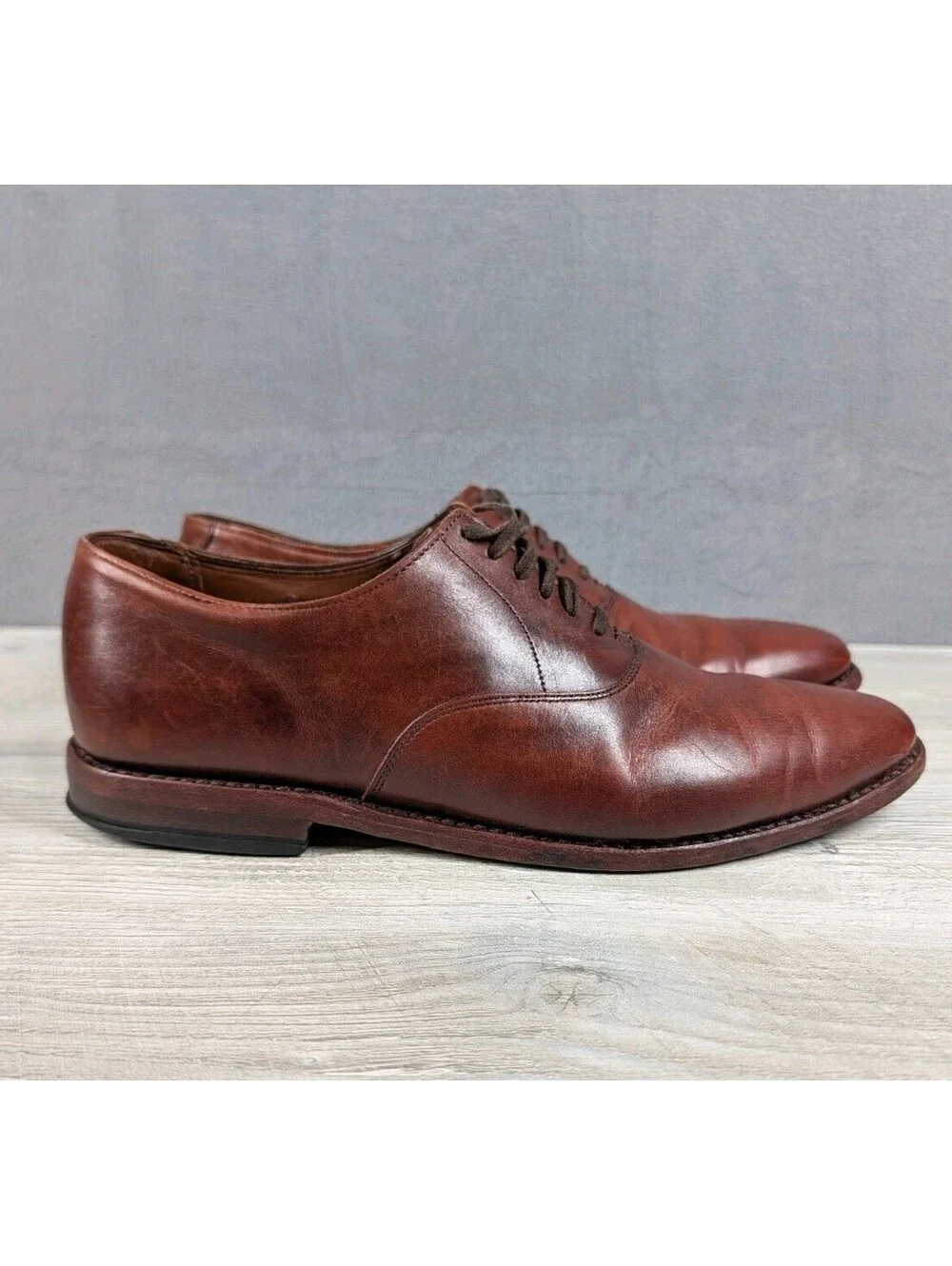 Allen Edmonds Mens 9D Carlyle Brown Leather Oxford Plain Toe USA Dress Shoes